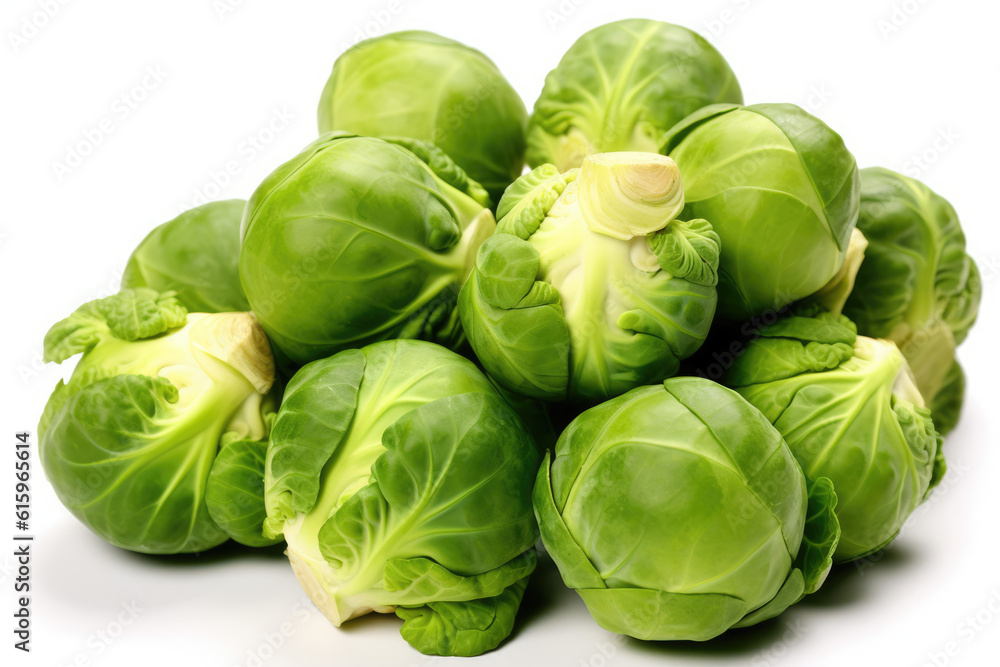 Brussels Sprouts isolated on white created with Generative AI technology Brussels Sprouts isolated on white created with Generative AI technology
