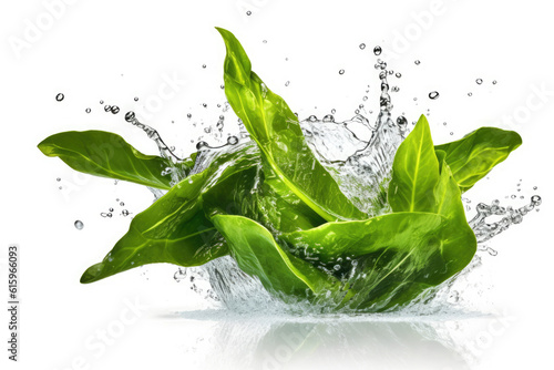 water splash with green Collard created with Generative AI technology