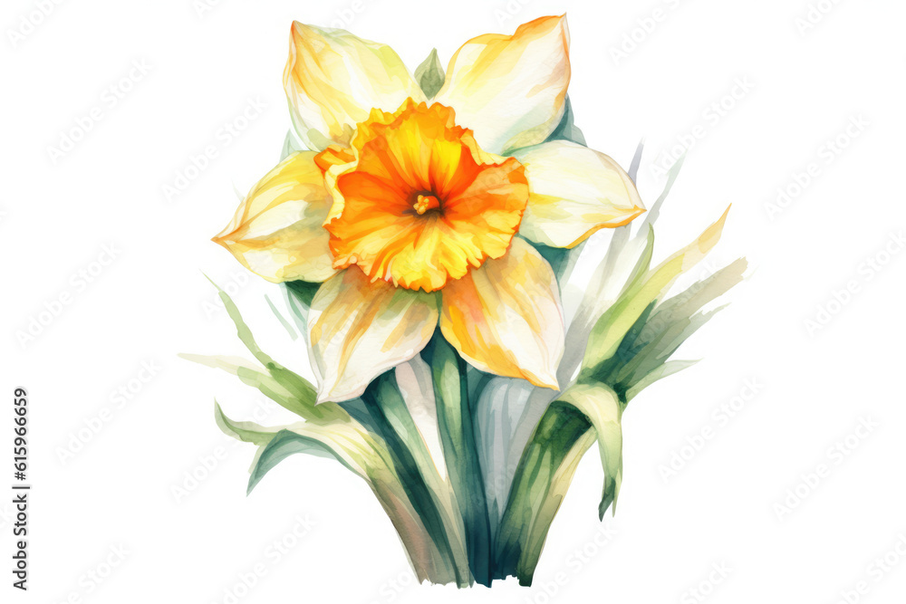 watercolor of Daffodil created with Generative AI technology watercolor of Daffodil created with Generative AI technology