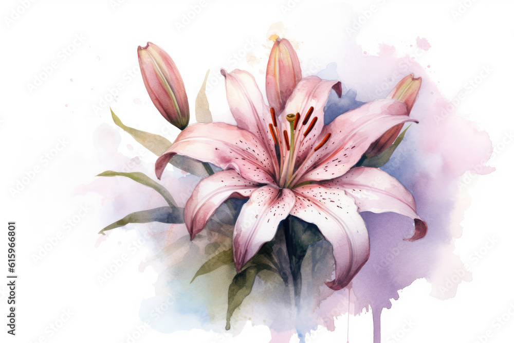Naklejka premium watercolor of Lily isolated created with Generative AI technology