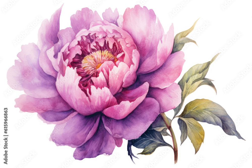 Obraz premium watercolor of Peony flower isolated created with Generative AI technology