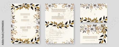 colorful coloutful floral flower vector elegant leaves wedding invitation card template watercolor