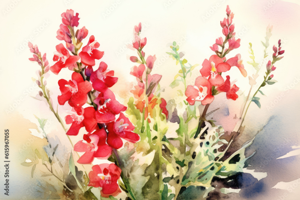 watercolor of Snapdragon created with Generative AI technology