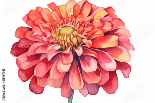 watercolor of Zinnia flowers created with Generative AI technology