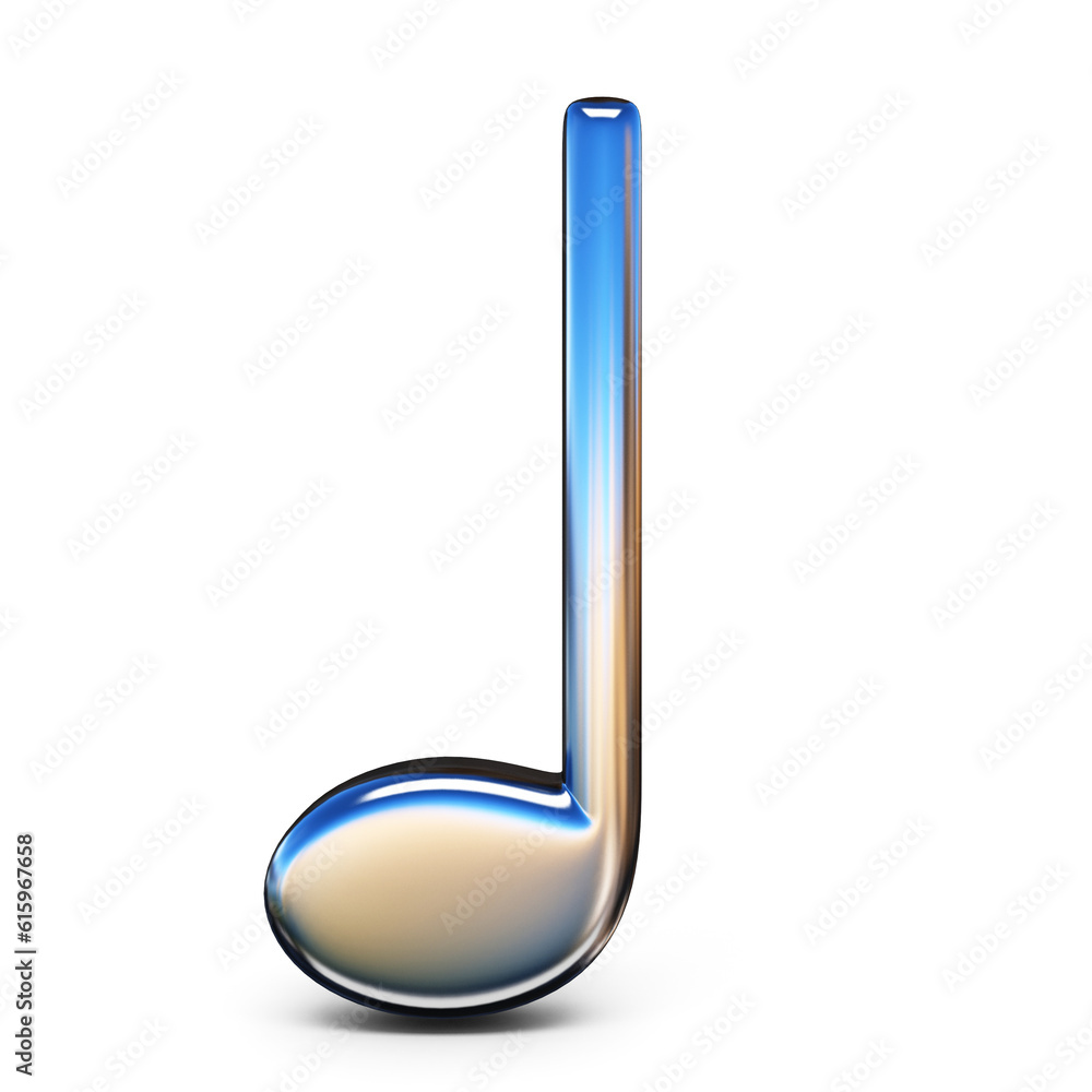 Music sign quarter note 3D rendering illustration isolated on white background