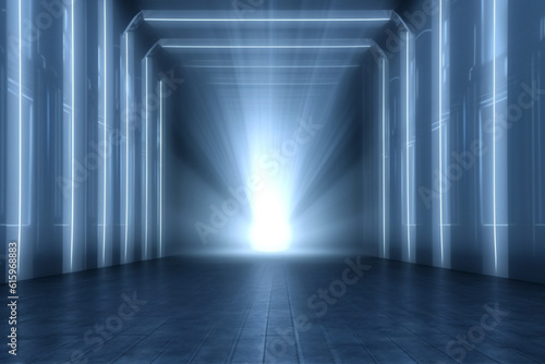 Ray of a gray blue background with beautiful rays of illumination. Light interior wall for presentation.