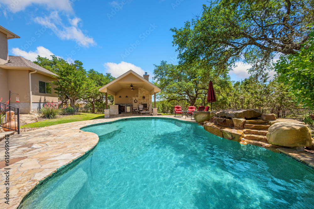 Fototapeta premium home pool in the summer 