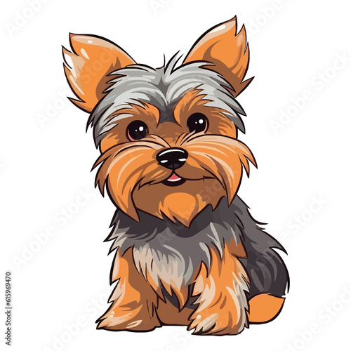 Playful Pup  Captivating 2D Illustration of a Adorable Yorkshire Terrier