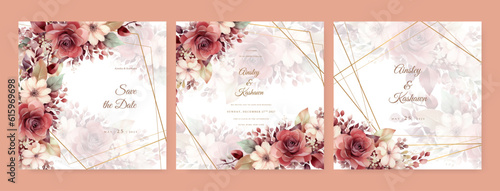 colorful colourful floral flower beautiful and elegant floral wedding invitation card template