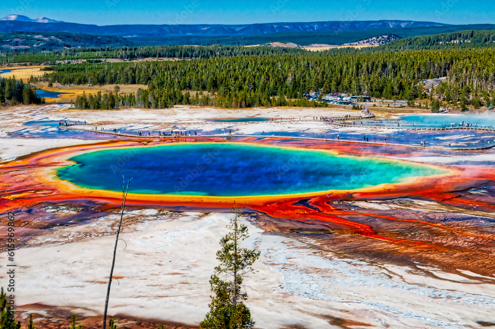 The Beautiful and Colorful Grand Prismatic Spring of Yellowstone National Park