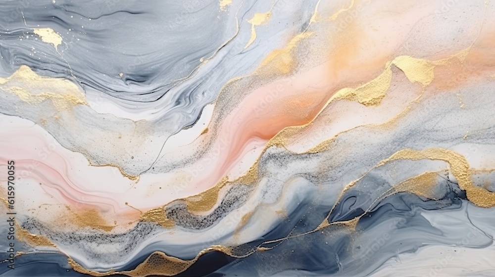 Naklejka premium Luxury abstract fluid art painting in alcohol ink made with Generative AI