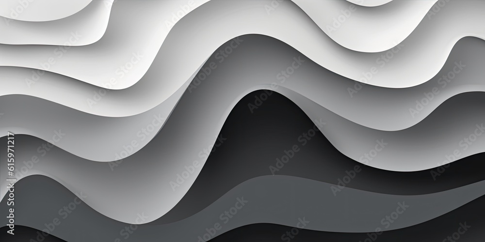Obraz premium flat lay layered style grayscale paper cut waves abstract background made with Generative AI