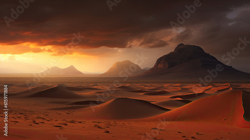 desert landscape with red sand dunes