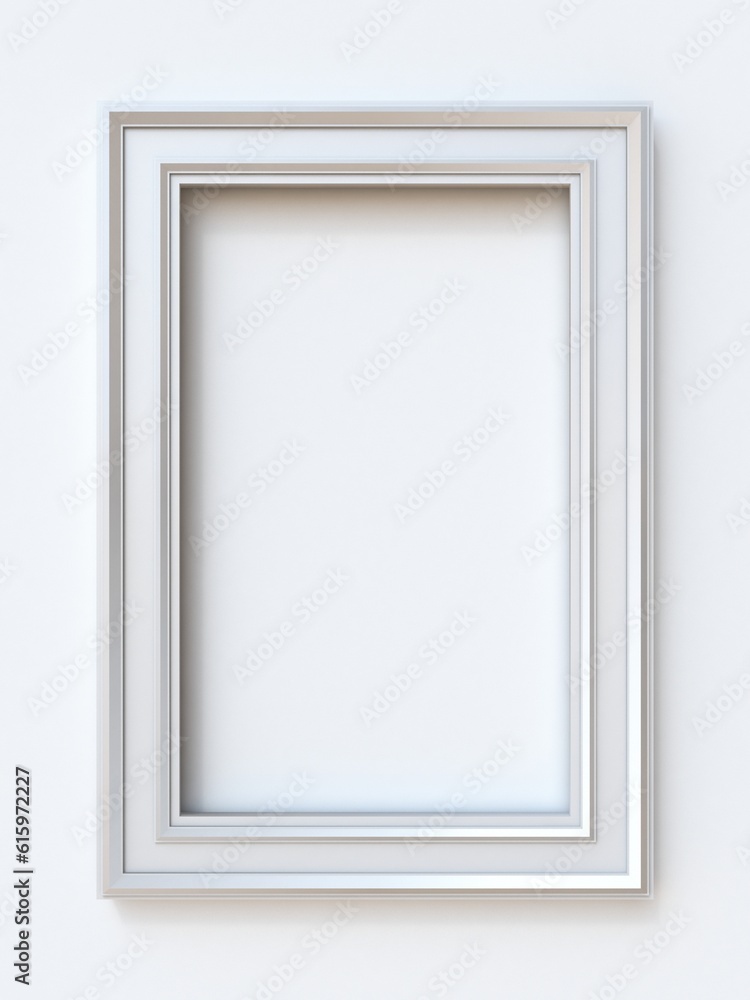 White picture frame rectangular 3D rendering illustration isolated on white background White picture frame rectangular 3D rendering illustration isolated on white background