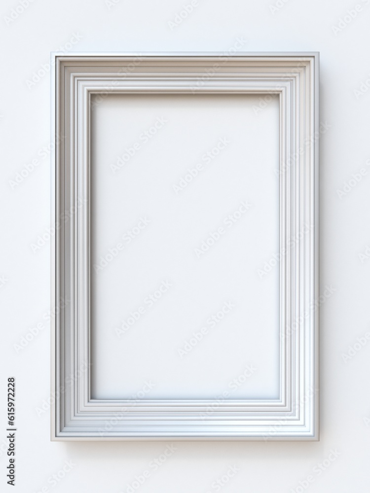 White picture frame rectangular 3D rendering illustration isolated on white background White picture frame rectangular 3D rendering illustration isolated on white background
