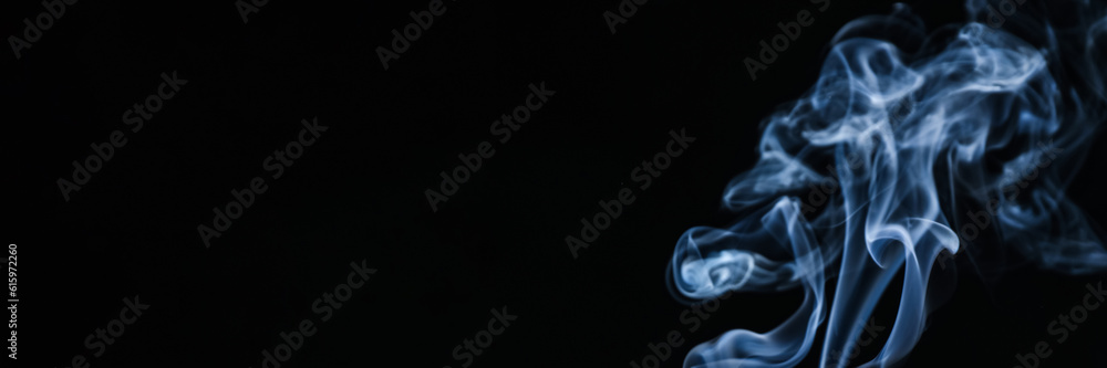 Smoke on black background, space for text. Banner design Smoke on black background, space for text. Banner design