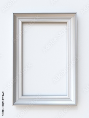 White picture frame rectangular 3D rendering illustration isolated on white background