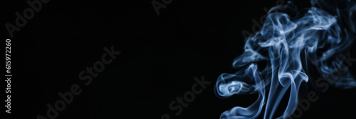 Smoke on black background, space for text. Banner design