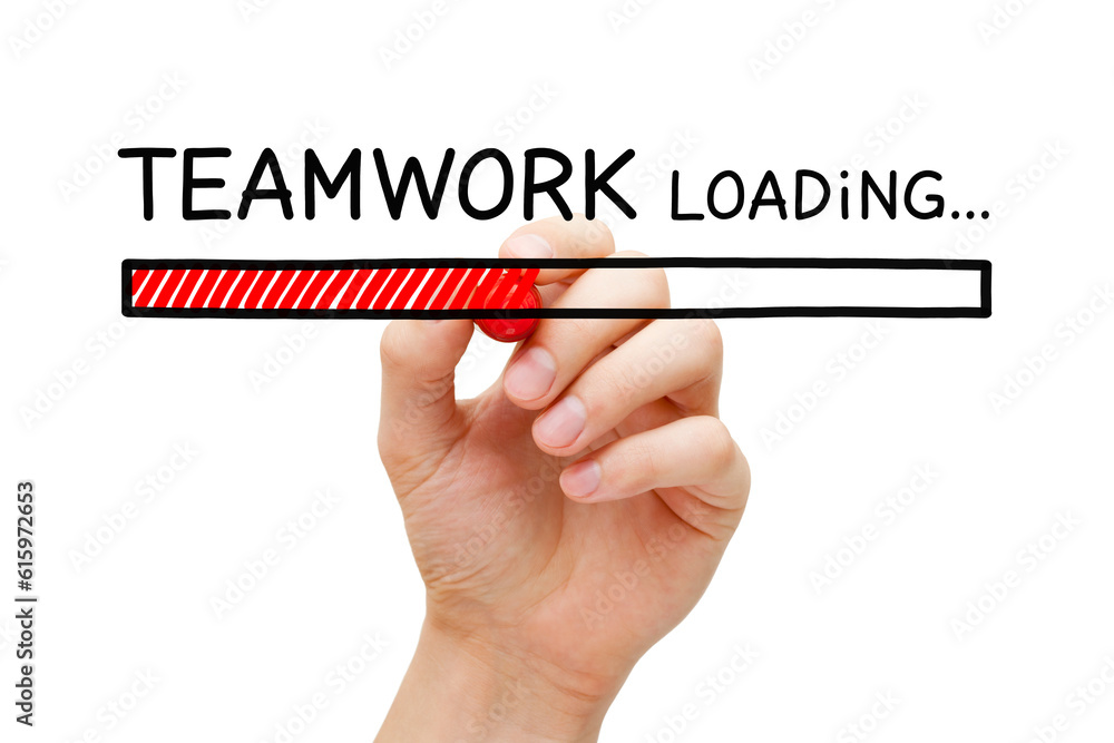 Hand drawing Teamwork loading bar concept with marker on transparent wipe board. Hand drawing Teamwork loading bar concept with marker on transparent wipe board.