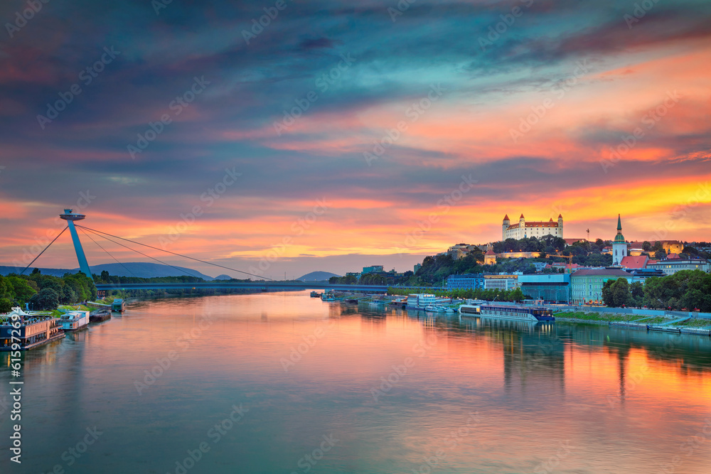 Cityscape image of Bratislava, capital city of Slovakia during sunset. Cityscape image of Bratislava, capital city of Slovakia during sunset.