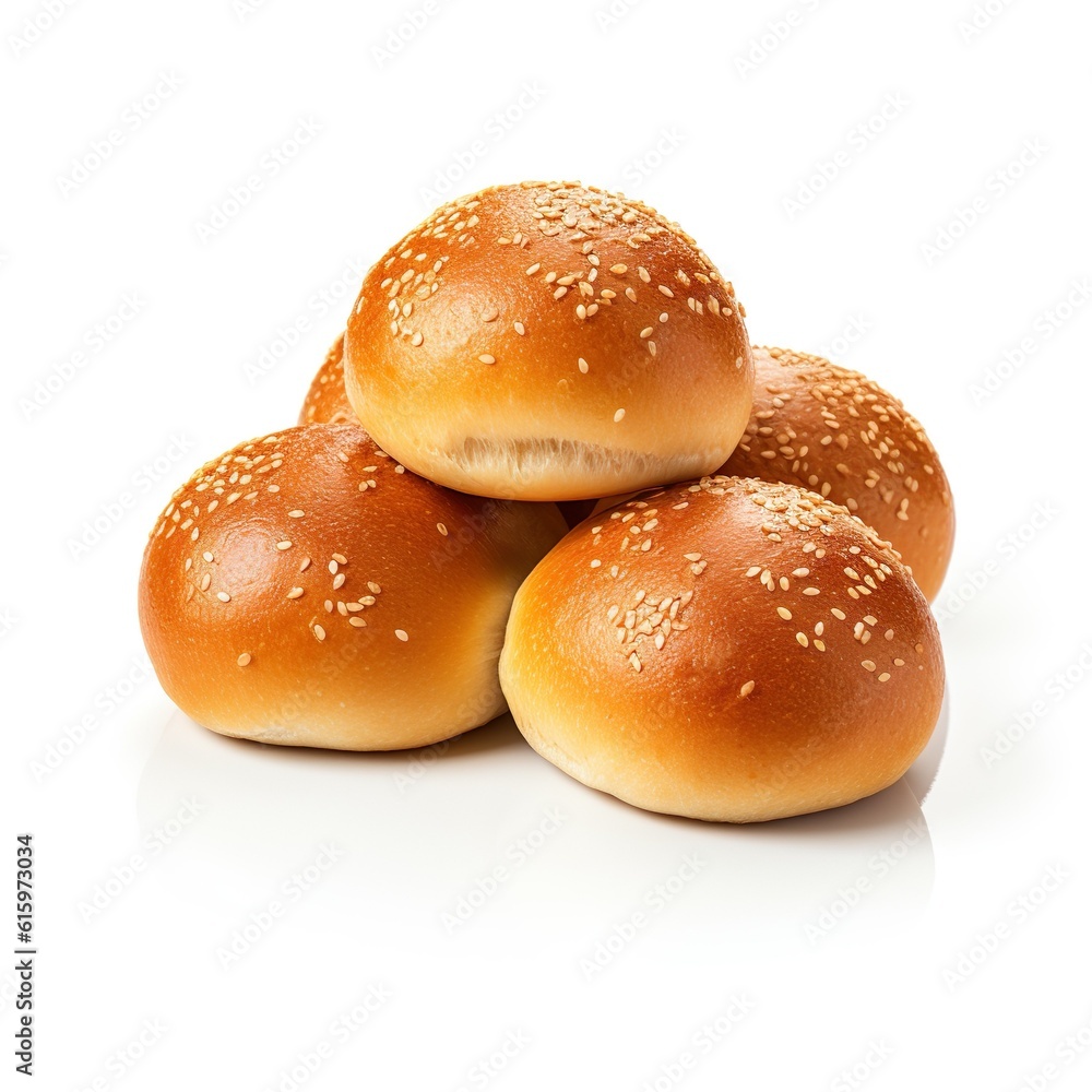 Bread rolls isolated on white background | Generative AI