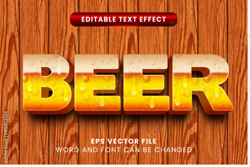 Beer drink 3d editable vector text effect