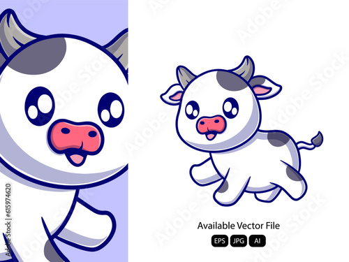 vector cute cow cartoon vector icon illustration. animal nature icon concept isolated premium vector.