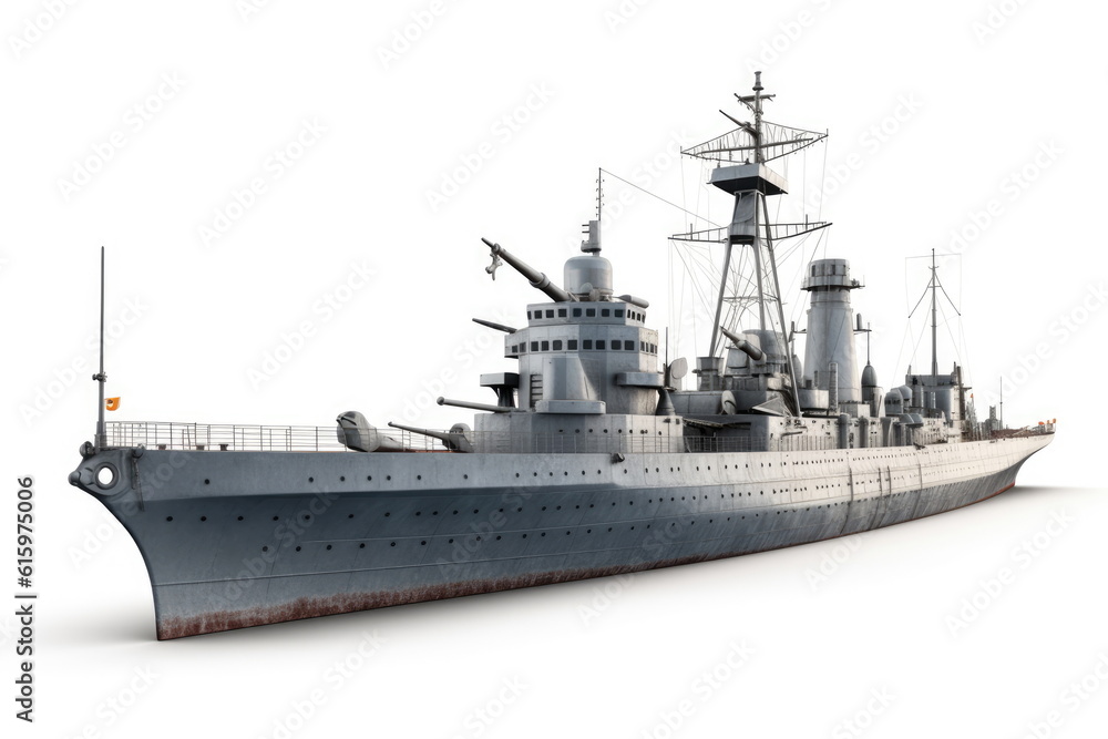 warship on white background