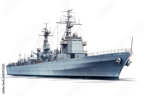 warship on white background