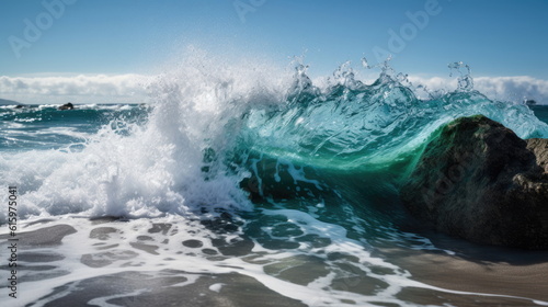 Blue breaking wave with clear water © waranyu