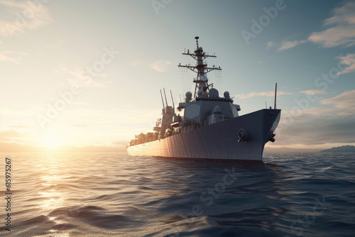 warship on the sea photo