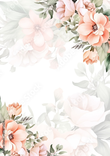 Fototapeta Naklejka Na Ścianę i Meble -  colorful colourful floral flower vector elegant hand drawing wedding invitation floral design watercolor