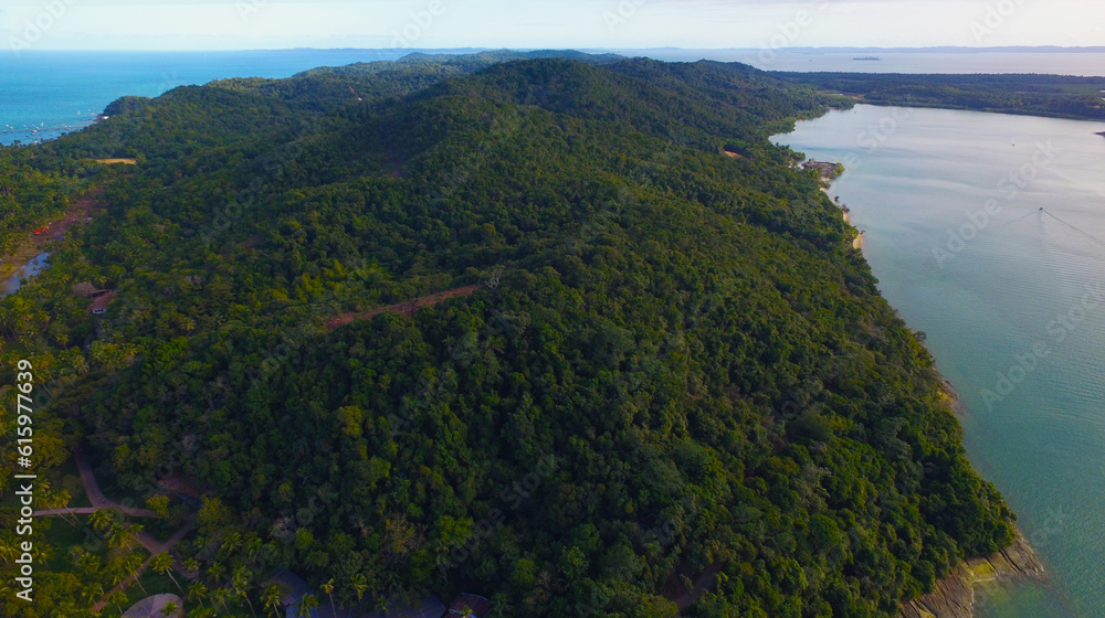 Hills in East Coast of the Island of friar in the bay of all saints. Bahia, Brazil