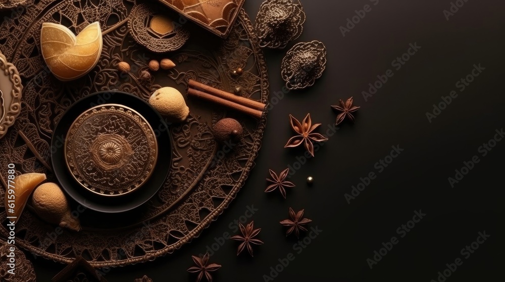 Ramadan food on pastel background for banner design Ramadan food on pastel background for banner design