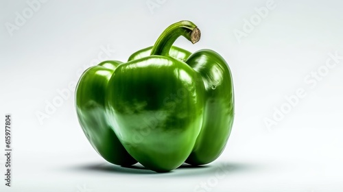 Green sweet pepper on the white background. Created with Generative AI technology.