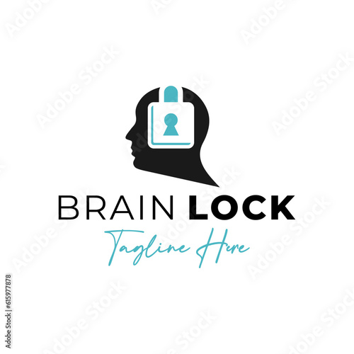 Human brain padlock logo design