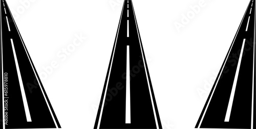 black white straight perspective roadway icon