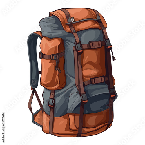 Backpack for hiking mountain trail with equipment