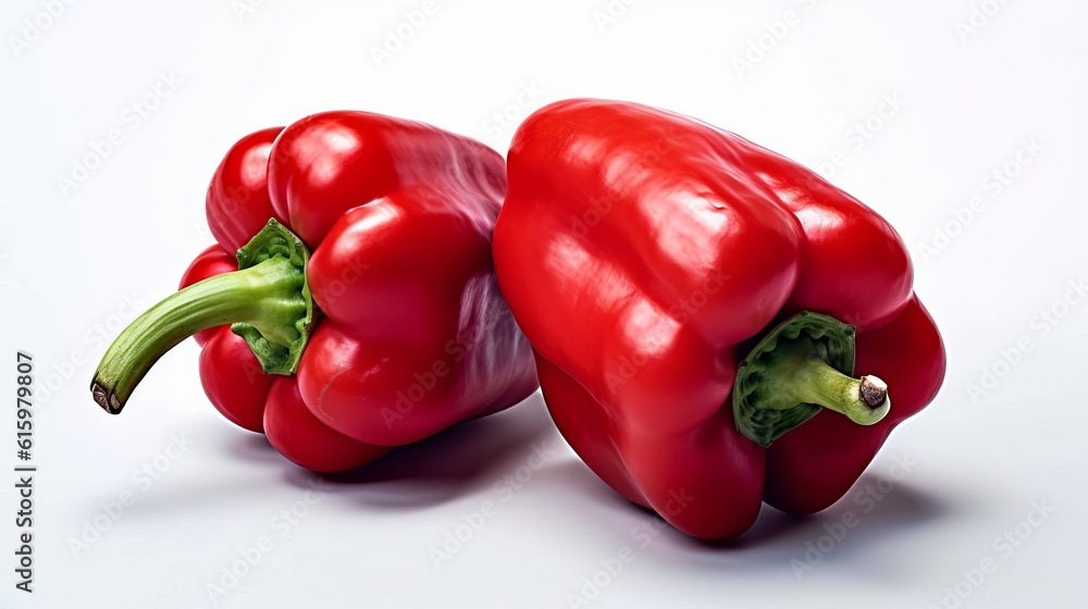 Red sweet pepper on the white background. Created with Generative AI technology. Red sweet pepper on the white background. Created with Generative AI technology.