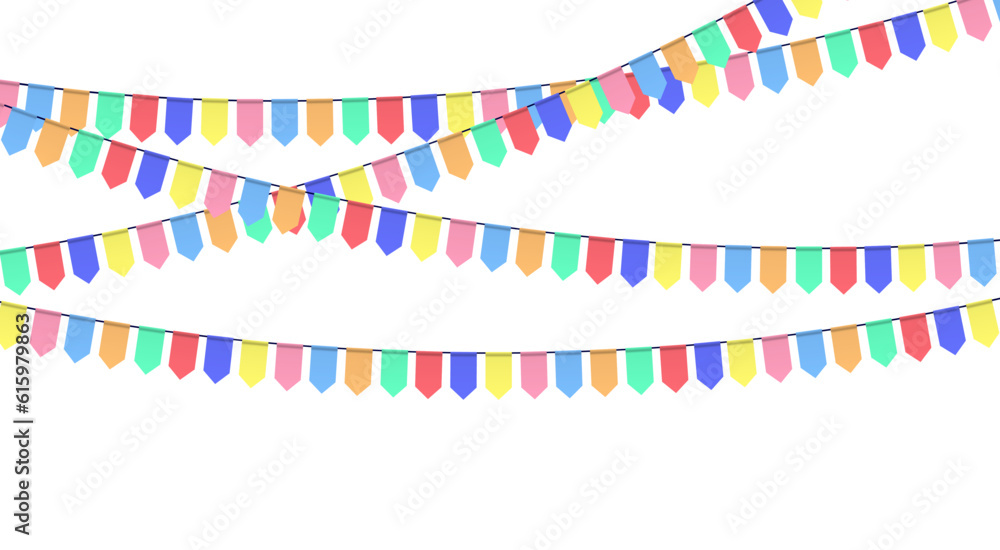 colorful flags for the party on the white background