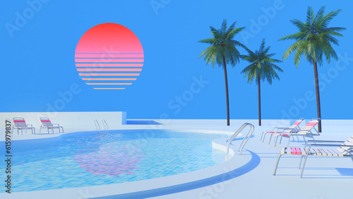 Swimming pool, Vaporwave Aesthetic