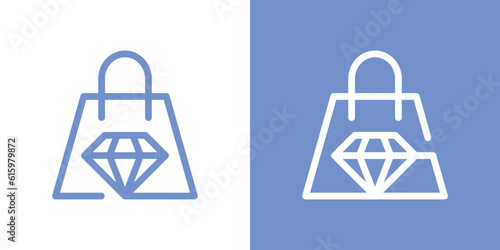logo design diamond and shopping bag icon vector inspiration