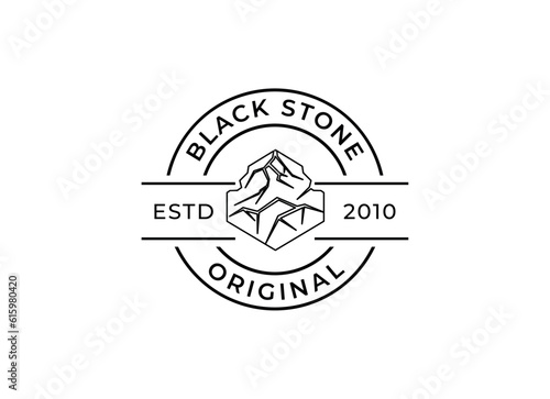 Black stone premium marble logo design. Stone logo vector
