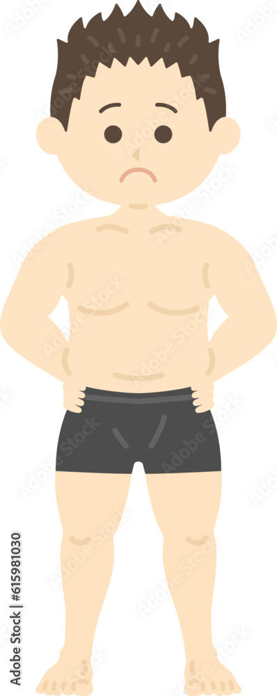 ぽっちゃり体型の、男性のイラスト ぽっちゃり体型の、男性のイラスト