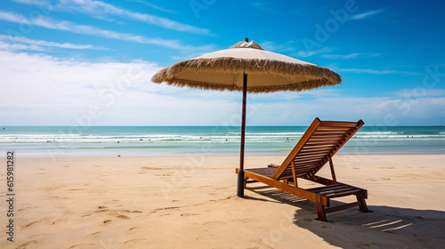 beach chairs and umbrella on the beach © AB Design