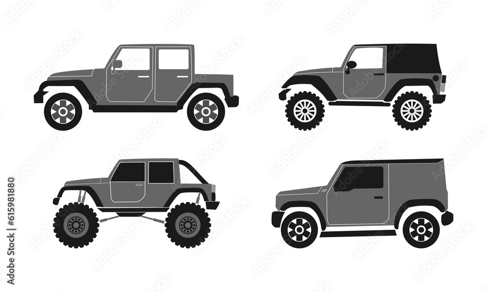 Obraz premium Extreme sport car set illustration vector logo
