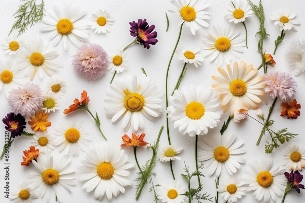 Fototapeta premium summer background nature isolated art leaf flower spring white floral mockup. Generative AI.