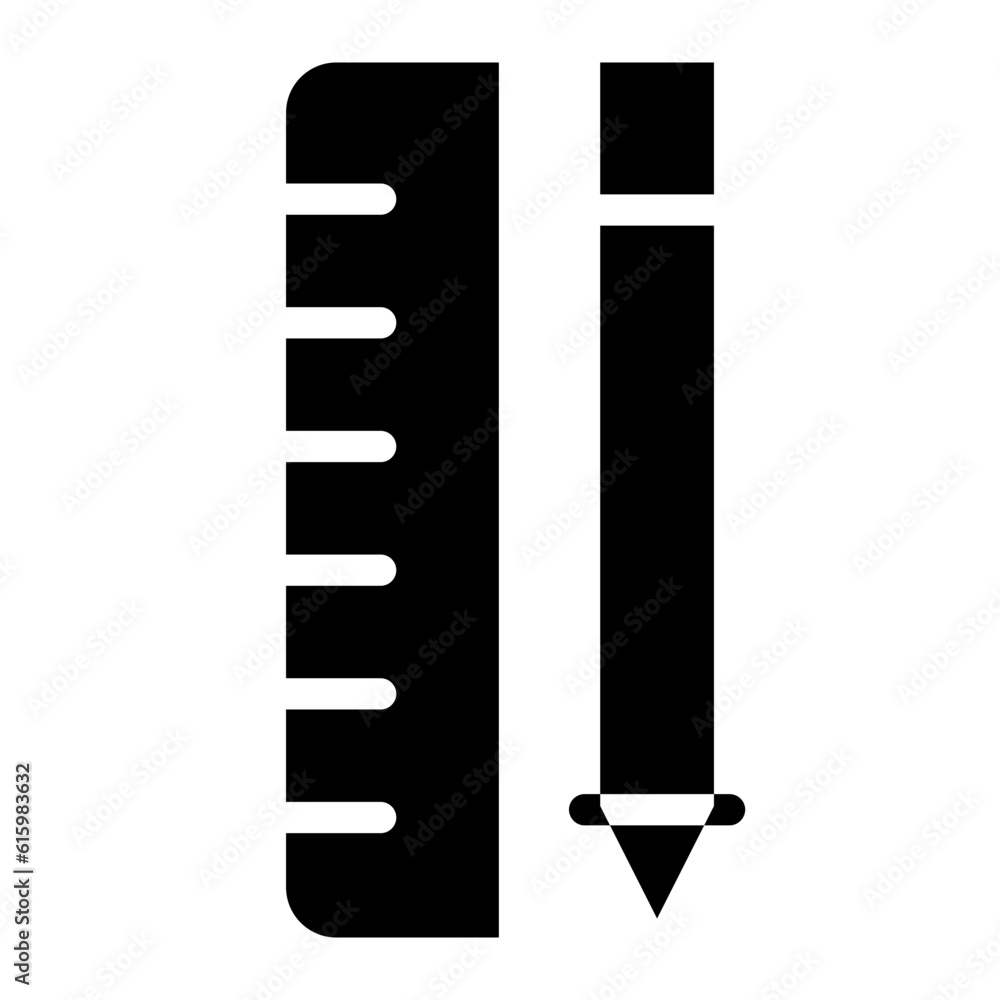 The Black Pencil and Ruler Icon Symbols Are Perfect as  an Additional Element to your Design