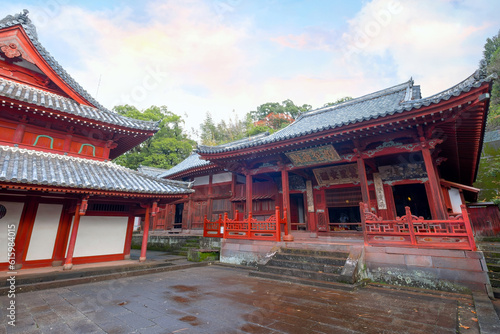 Nagasaki, Japan - Nov 29 2022: Sofukuji temple built in 1629 for Nagasaki's Chinese residents, the temple is constructed in a Chinese architectural style and different from other temples in Japan.