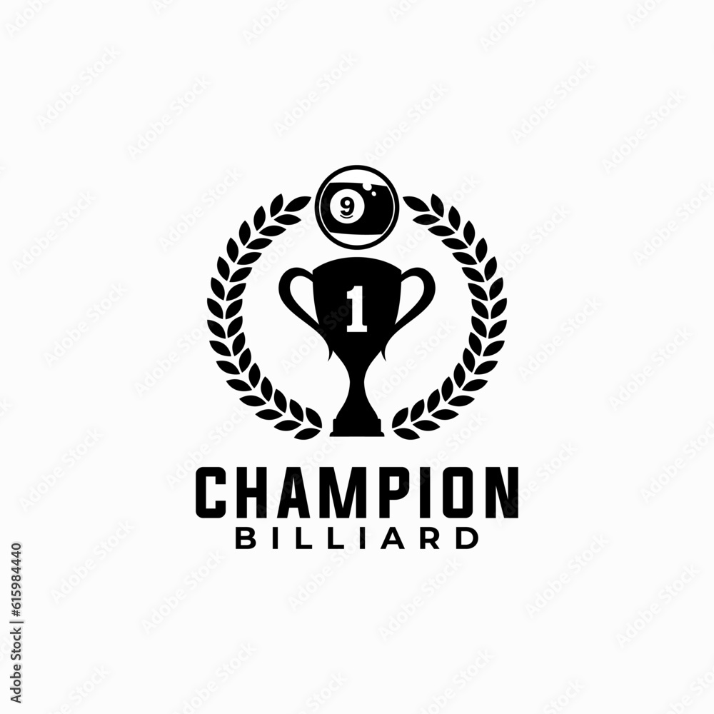 billiards vector graphic template with ribbon and wreath illustration for pool snooker sport club. billiards vector graphic template with ribbon and wreath illustration for pool snooker sport club.